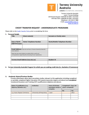 Credit Transfer Request Form