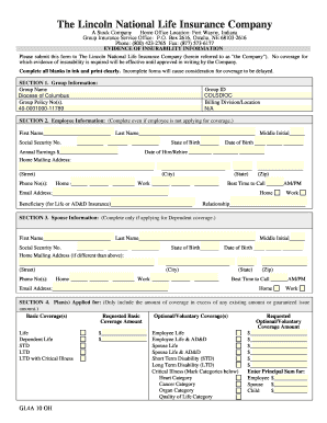 Evidence of Insurability Form