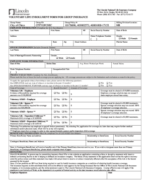 Voluntary Life Enrollment Form for Group Insurance