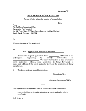 Transfer of Application Letter