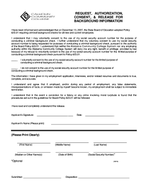 Background Check Consent Form