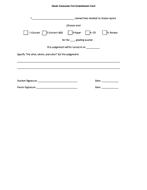 Music Consumer Pre-Commitment Card