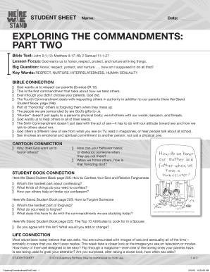 Exploring the Commandments Student Sheet
