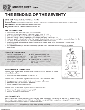 Student Sheet - Sending of the Seventy
