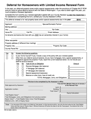 Washington Property Tax Deferral Renewal Form