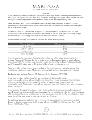 Mariposa Return Processing Form