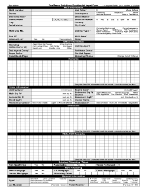 RealTracs Residential Input Form