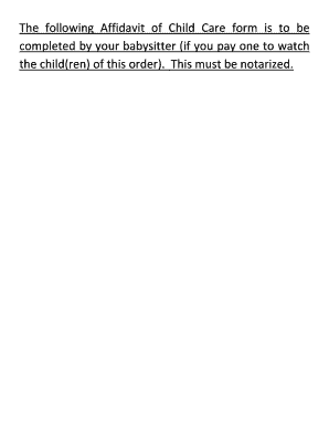 Affidavit of Child Care