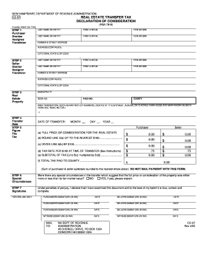 New Hampshire Real Estate Transfer Tax Declaration