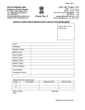 Emigration Check Not Required Application