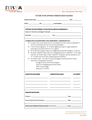 Petition to Pre-Approve Transfer Credit Courses