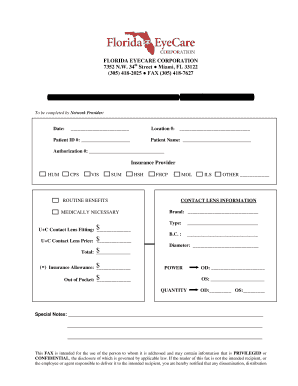 Contact Lens Order Form