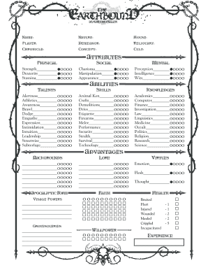 Vampire the Masquerade Character Sheet