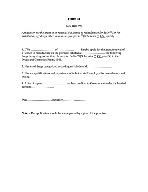 Drug Manufacturing License Application