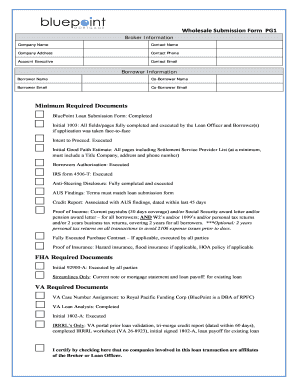 Wholesale Loan Submission Form