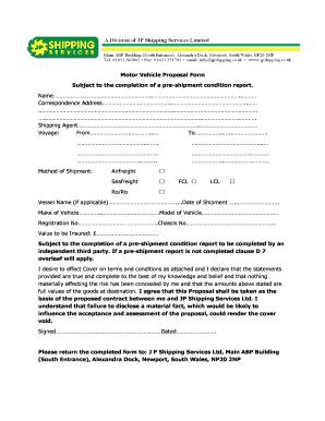 Motor Vehicle Proposal Form