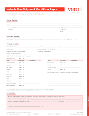 Vehicle Pre-Shipment Condition Report