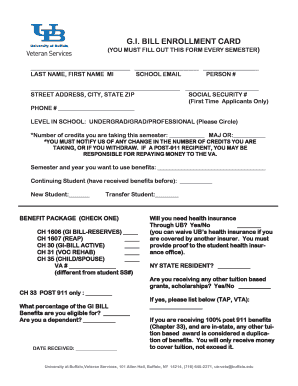 GI Bill Enrollment Card