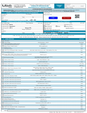 University of Miami Medical Laboratories Request Form