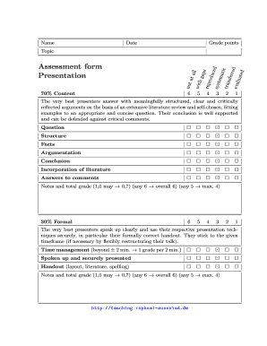 Academic Assessment Form