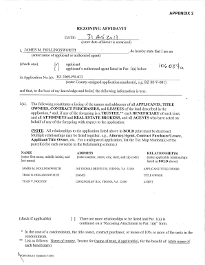 Rezoning Affidavit Form