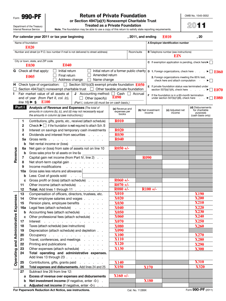 Fillable Online irs Section 501(c)(3) exempt private foundation E050