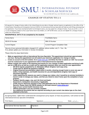 Change of Status to J-1 Form