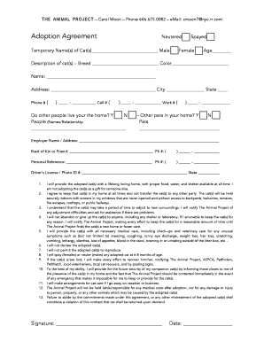 Cat Adoption Agreement
