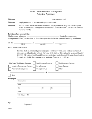 Health Reimbursement Arrangement Agreement