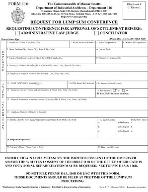 Massachusetts LUMP SUM CONFERENCE Request Form