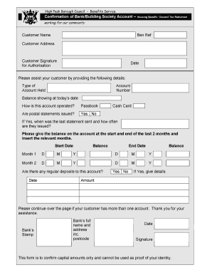 Bank Account Confirmation Form