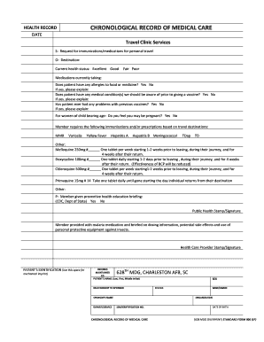 Travel Clinic Medical Care Form