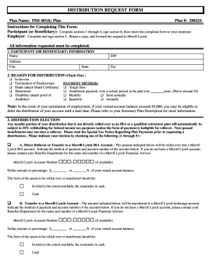 PDS 401(k) Plan Distribution Request Form