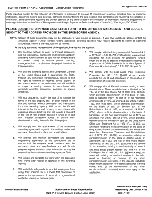Form SF-424D Assurances - Construction Programs