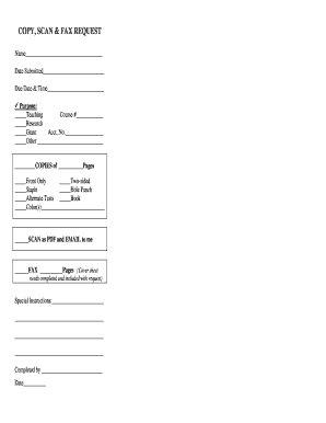Copy Scan and Fax Request Form