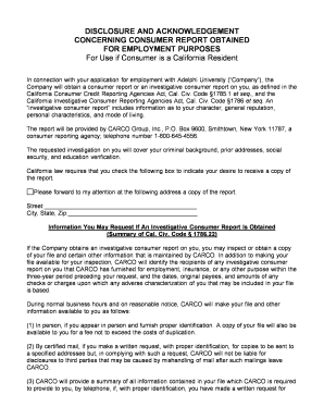 California Employment Consumer Report Disclosure