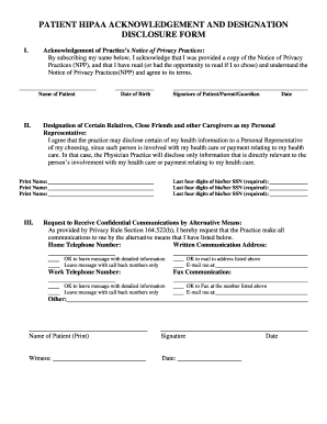 Patient HIPAA Acknowledgement and Designation Form