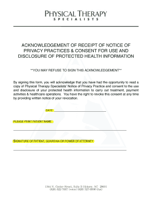 ACKNOWLEDGEMENT OF RECEIPT OF NOTICE OF PRIVACY PRACTICES &amp