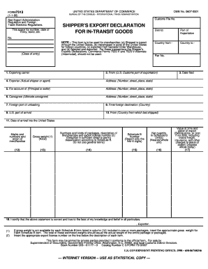 Shipper's Export Declaration Form 7513