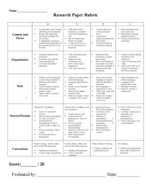 Research Paper Rubric