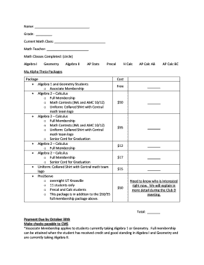 Mu Alpha Theta Membership Application