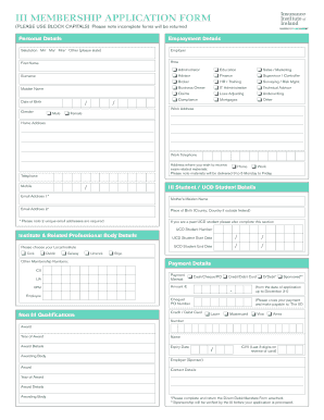 III Membership Application Form