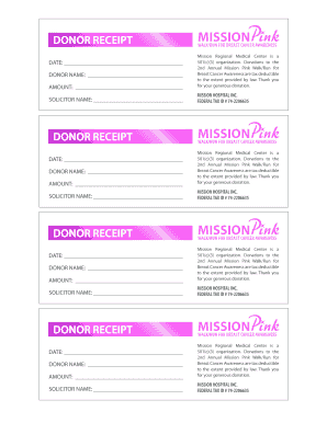 Donor Receipt for Mission Pink Walk/Run
