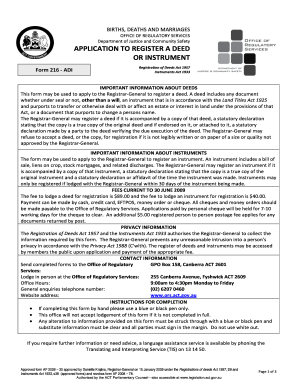 Application to Register a Deed or Instrument