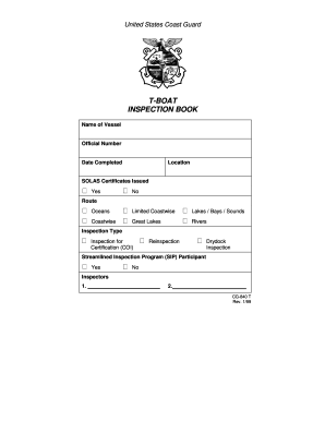 US Coast Guard T-Boat Inspection Book