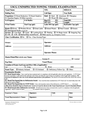 USCG Uninspected Towing Vessel Examination