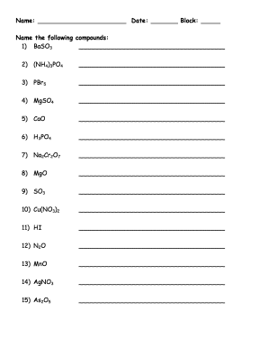 Chemistry Homework Worksheet