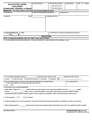 US Federal Construction Contract Offer