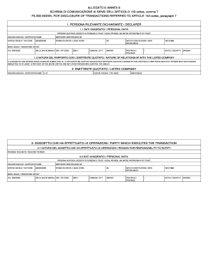 Modello di Comunicazione per la Trasparenza delle Operazioni Finanziarie