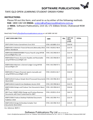 TAFE QLD Open Learning Student Order Form